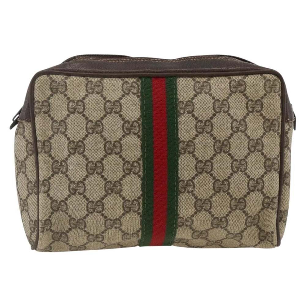 Gucci GG Supreme Web Clutch Bag Beige